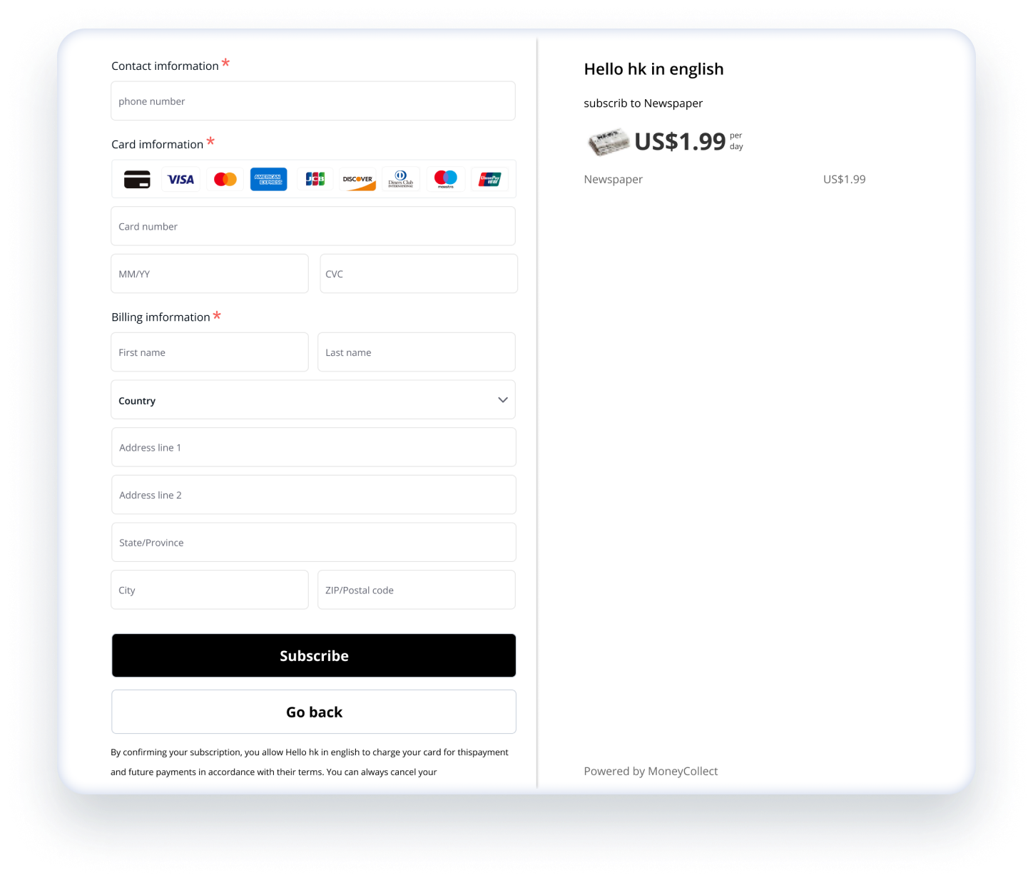 MoneyCollect Local Payment Methods